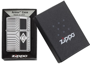 Zippo Armor Lighter With Swarovski Crystal & Black Enamel - Made In USA