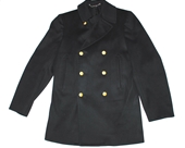 VINTAGE US NAVY ISSUE MENS COLD WEATHER BLACK WOOL PEACOAT - SIZE 38