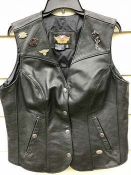 Harley Davidson Womens Motor Cycle Genuine Leather Vest - Size XL (Made In USA)