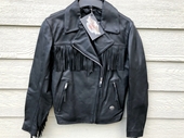 New Harley Davidson Women Motor Cycle Genuine Leather Basic Fringe Jacket - Small
