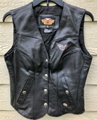 Harley Davidson Womens Motor Cycle Genuine Leather Vest - Size S (Made In USA)