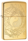 Zippo Tiger & Dragon Design High Polish Brass Finish Lighter - Made In USA