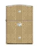 Zippo Armor Luxury Lighter Deep Cut With Inlaid Swarovski Crystals - Made In USA