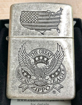 New Zippo Antique Silver Plate "The Great American Eagle" Windproof Lighter
